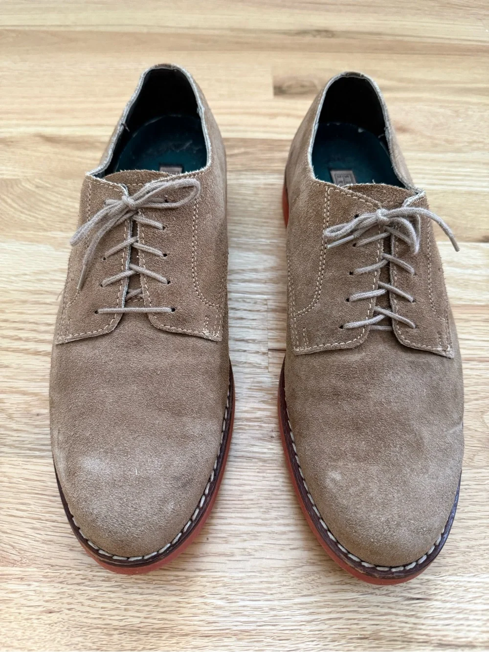 Bloomingdale's Men's Store Tan Suede Oxfords Men's EU 41 8 - 8.5 Made in Romania